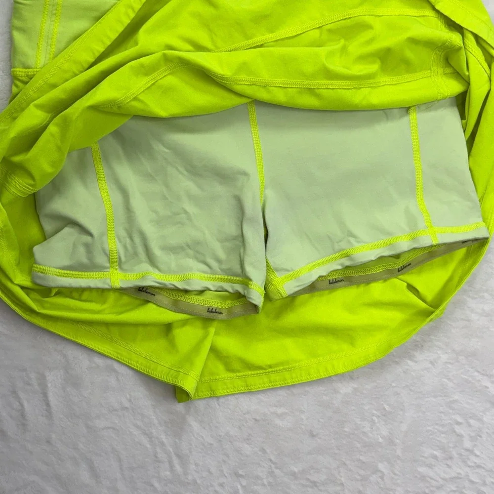 Lululemon Pace Rival Skirt Tall Neon Lime Green Activewear 6